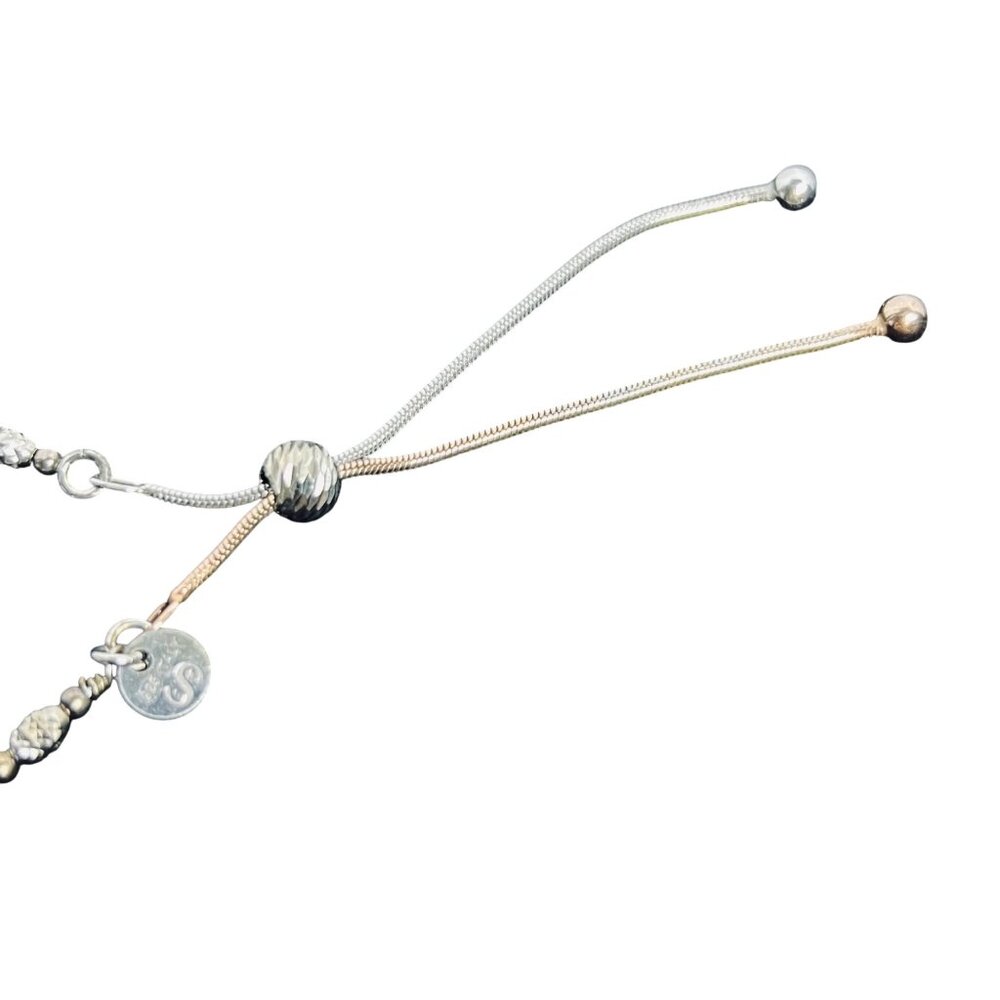 Franco Stellari Two Tone Adjustable Bolo Bracelet Signed 925 Italy (6135) - Picture 3 of 4